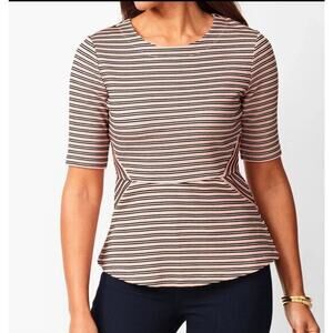 TALBOT'S WOMEN'S STRIPED PEACHY PEPLUM blouse top zippered back top size large
